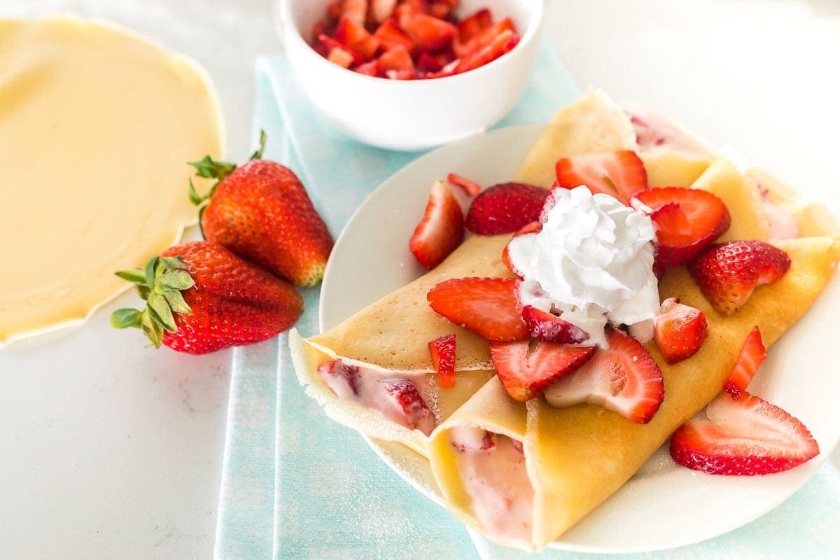 Strawberry Crepes with Strawberry Cream Cheese Filling